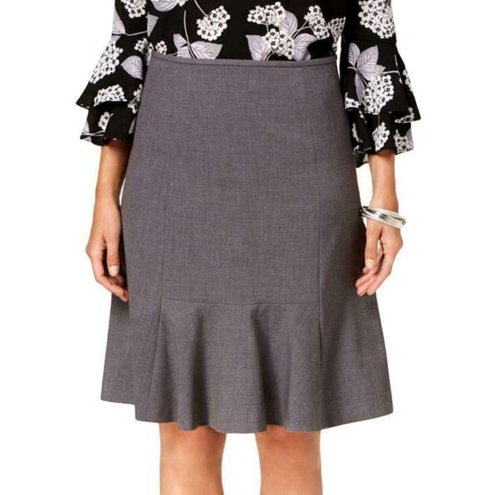 NINE WEST  Womens New Steel Stretch Flare Skirt